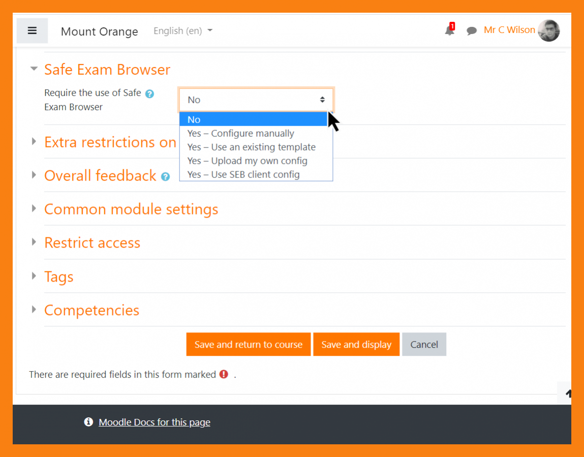 moodle assignment safe exam browser