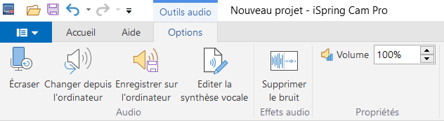 ispring cam options voix synthèse