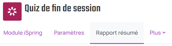 Capture de rapport sur iSpring Module dans Moodle